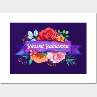 Blessed Babushka Floral Design with Watercolor Roses Posters and Art